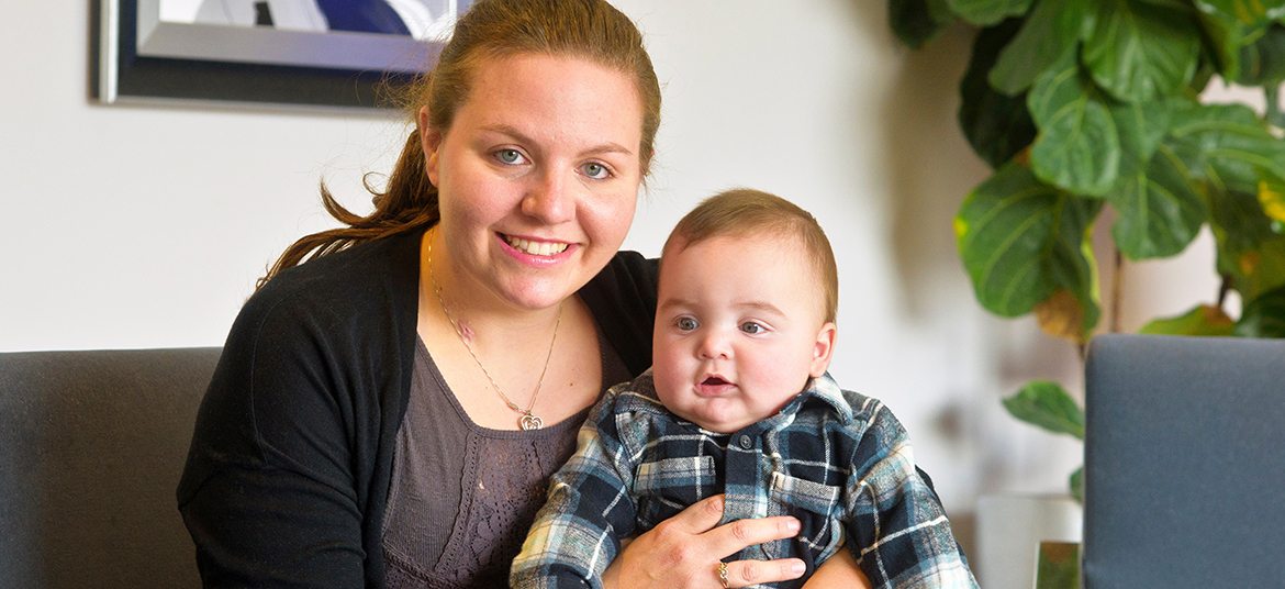 Samantha and Ian, Covid-19 survivors, pose at the WVU Heart and Vascular Institute on November 16, 2021.