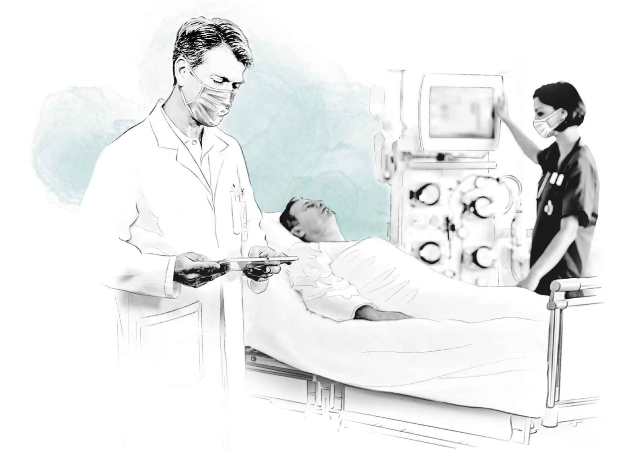 A patient attending acute dialysis